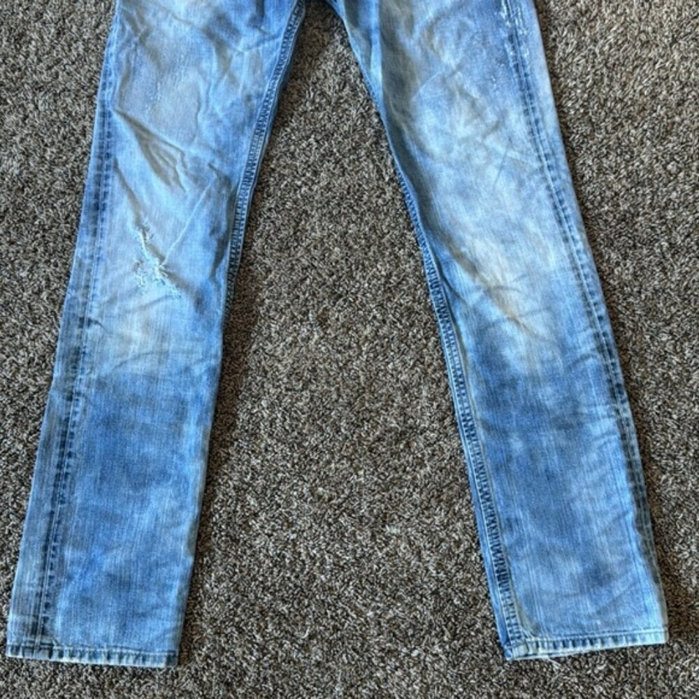 Diesel 32 x 32 Acid Wash Thavar Distressed Slim Skinny Jeans - Picture 3 of 16